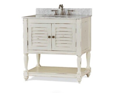 Cottage Pearl White Crackle Antique Distressed Guest Vanity (DISPLAY ONLY) Cottage Pearl White Crackle Antique Distressed Guest Vanity (DISPLAY ONLY)