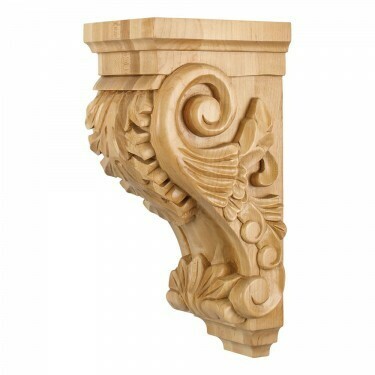 Rubberwood Medium Acanthus Wood Corbel Rubberwood Medium Acanthus Wood Corbel