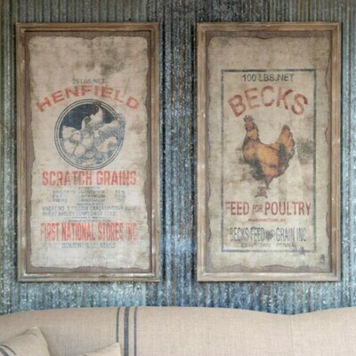 Framed Feed Sack Set Of 2 Print - Sunrise Acres Framed Feed Sack Set Of 2 Print - Sunrise Acres
