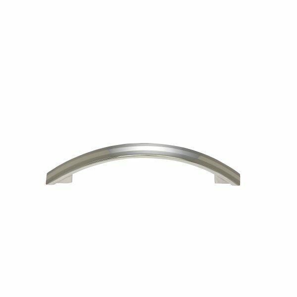 Santorini Satin Nickel/Polish Nickel 96MM Bow Cabinet Pull