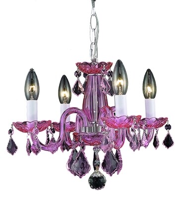 Rococo Pink 4Lt Mini Chandelier Rococo Pink 4Lt Mini Chandelier