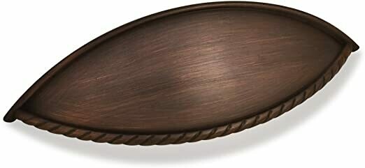 Lenoir Brush Oil Rub Bronze 5"  Shaker Cabinet Cup Pull w/Rope Detail