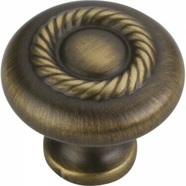 Lenoir Antique Brush Satin Brass 1 1/4" Cabinet Knob w/Rope Detail