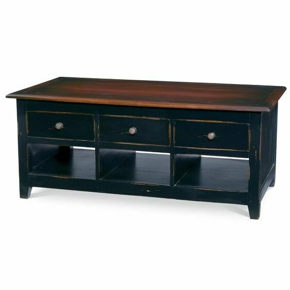 Americana Black Distressed w/Aged Honey 6-Drawer Coffee Table (DISPLAY ONLY)
