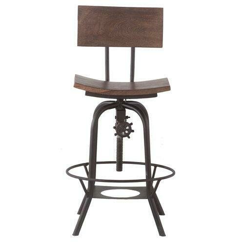 Solid Wood Seat Bar Stool w/Metal Legs Solid Wood Seat Bar Stool w/Metal Legs
