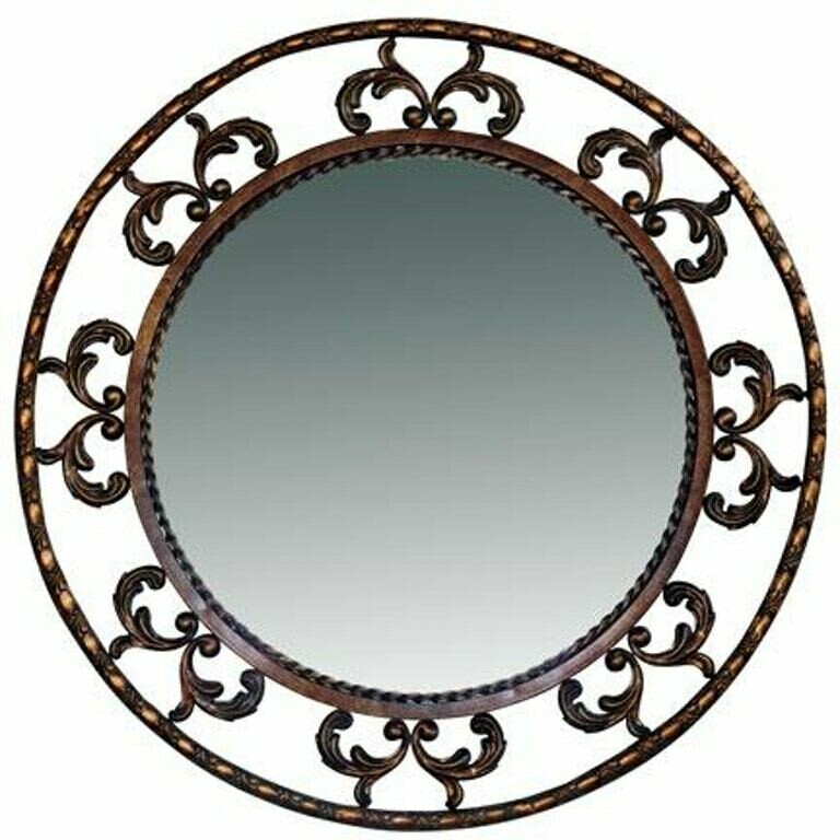 29 29" Gold/Black Round Iron Mirror (DISPLAY ONLY)