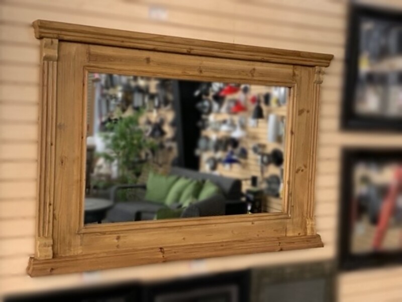 59.5 59.5" x 39" Aged Wood Framed Bistro Mirror