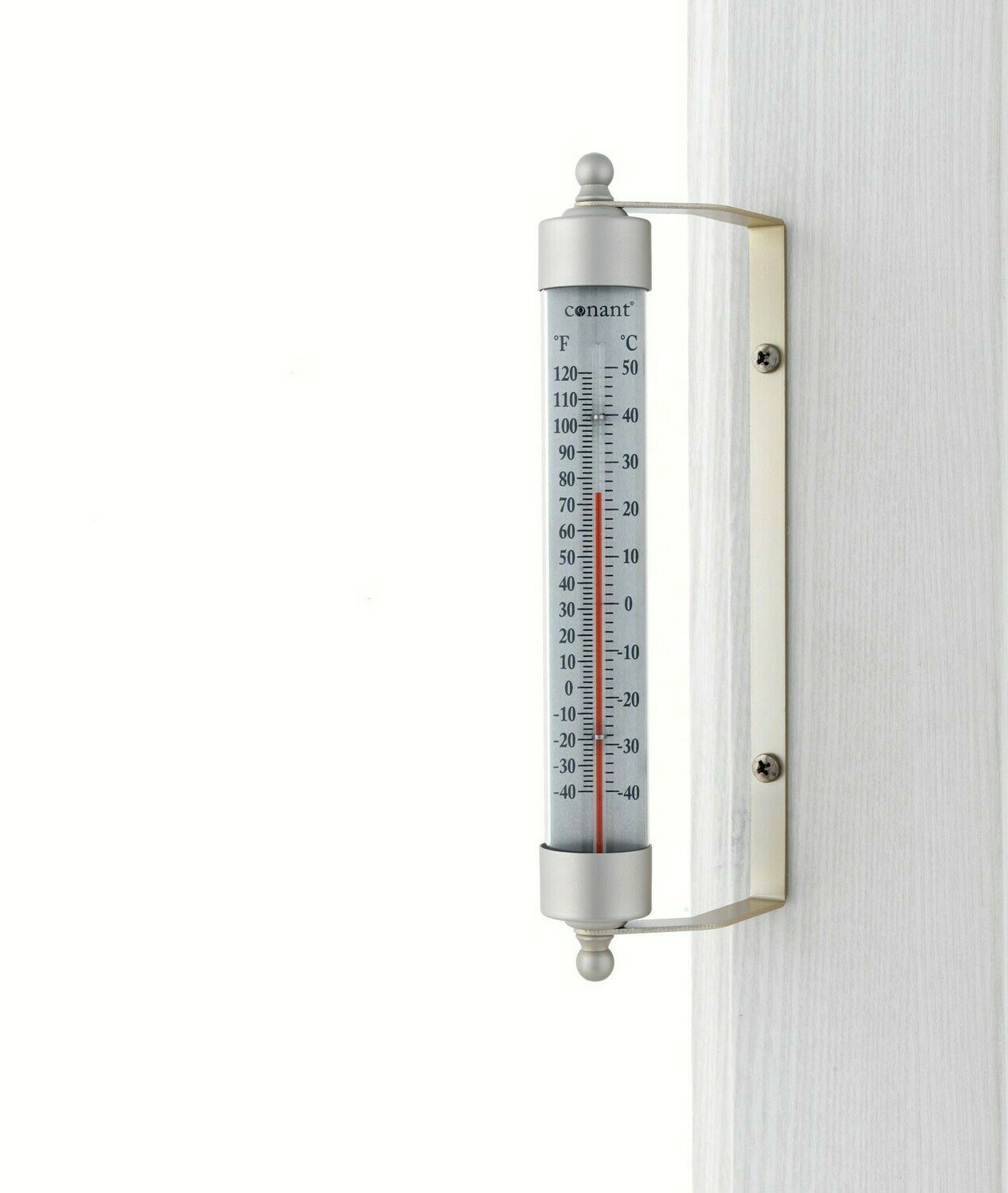 Satin Nickel Indoor/Outdoor Thermometer