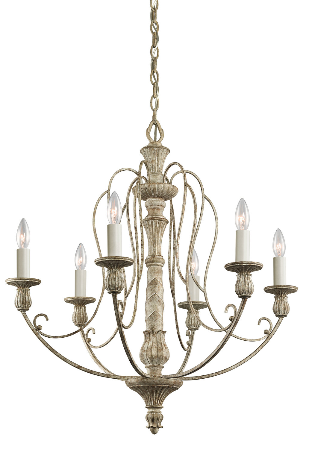 Hayman Bay Distressed Antique White 6 Lt Chandelier