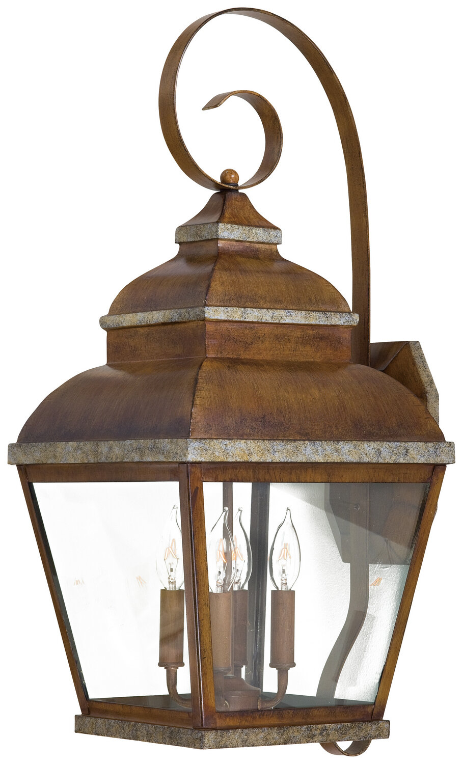 Mossoro Walnut w/Silver 4 Lt Exterior Wall Mount (DISPLAY ONLY) Mossoro Walnut w/Silver 4 Lt Exterior Wall Mount (DISPLAY ONLY)