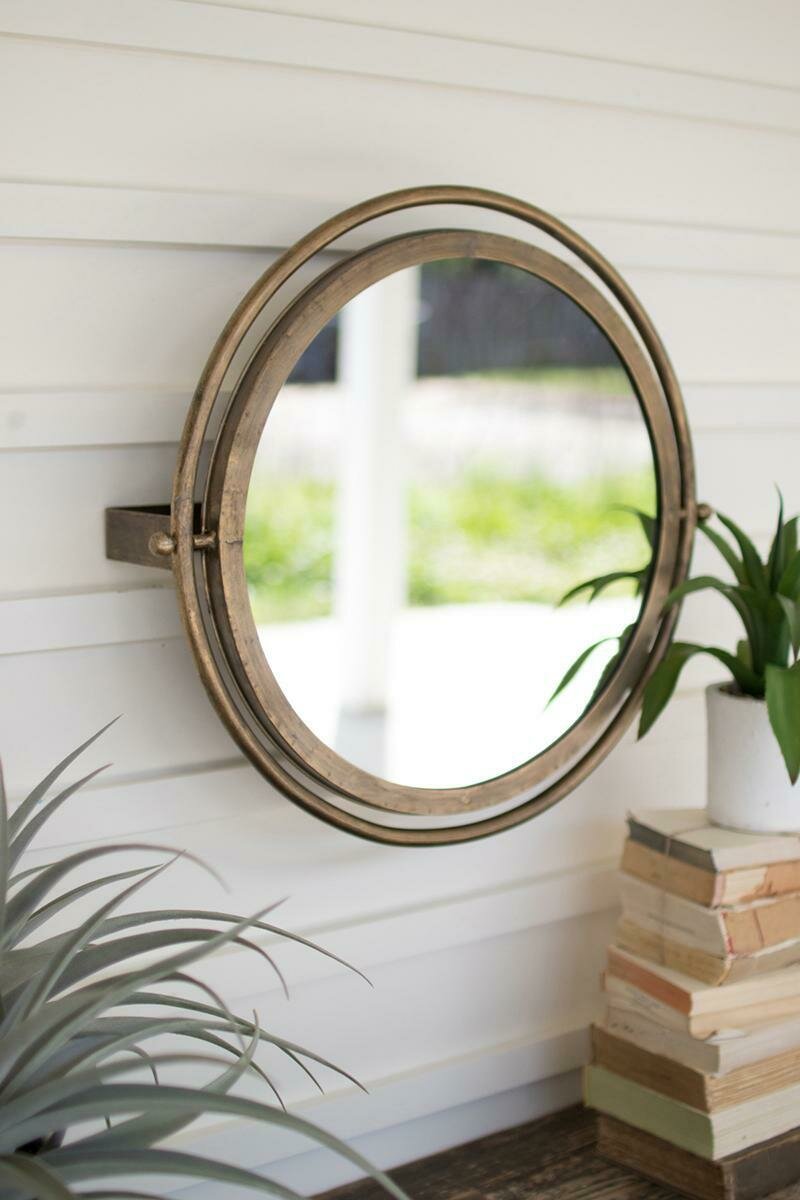 Large Wall Round Mirror w/Adjustable Bracket