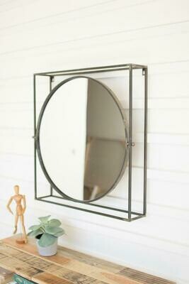 Round Mirror In Square Metal Frame (DISPLAY ONLY)
