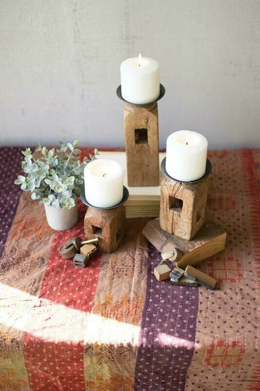 Square Wood Furniture Leg Set Of 3 Candle Holders Square Wood Furniture Leg Set Of 3 Candle Holders