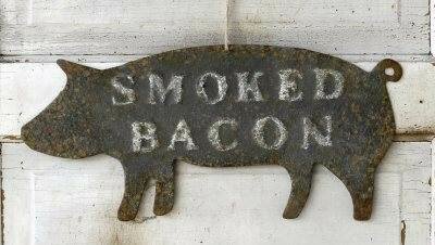 Embossed Metal Smoke Bacon Sign