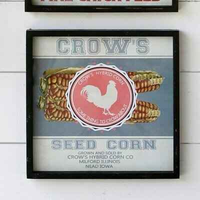 Framed Feedsack Crows Seed Corn