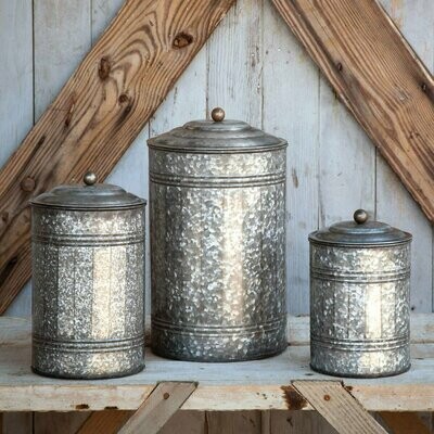 Tall Galvanized Canisters