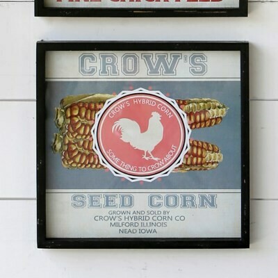 Framed Feedsack Crows Seed Corn Framed Feedsack Crows Seed Corn