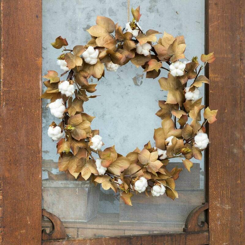 Handcrafted 26 Handcrafted 26" Harvest Cotton Wreath