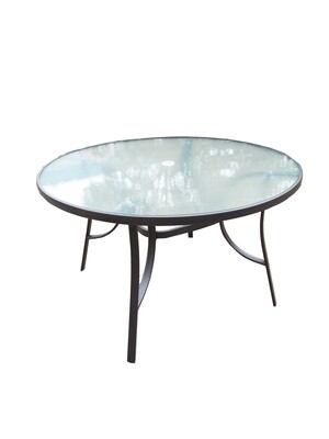 Steel Round Ripple Glass Table Steel Round Ripple Glass Table
