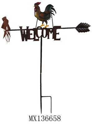 Rooster Welcome Garden Stake