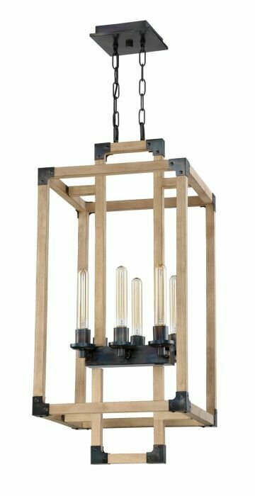 Cubic Fired Steel/Natural Wood 6 Lt Foyer (DISPLAY ONLY)