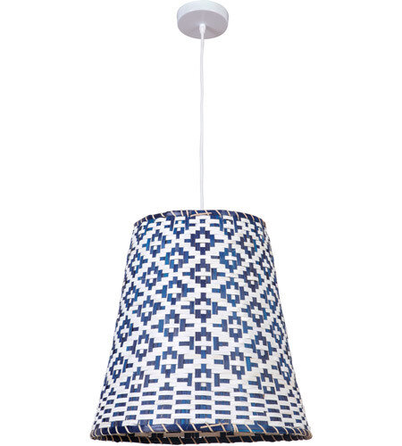 White/Blue 1 Lt Woven Pendant (DISPLAY ONLY)