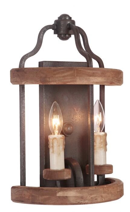 Ashwood Textured Black Whiskey Barrel 2 Lt Sconce