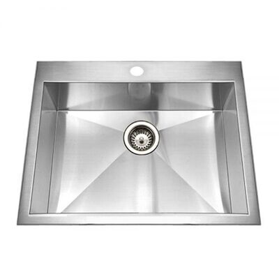 Contrive Stainless Steel Single 18 Gauge Top Mount Kitchen Sink
