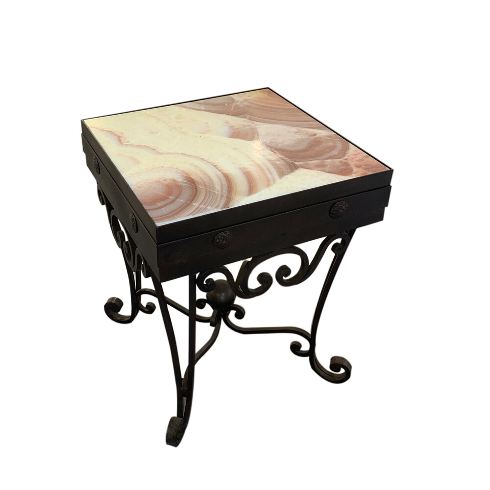 Bellagio Amber Onyx Side Table w/Light