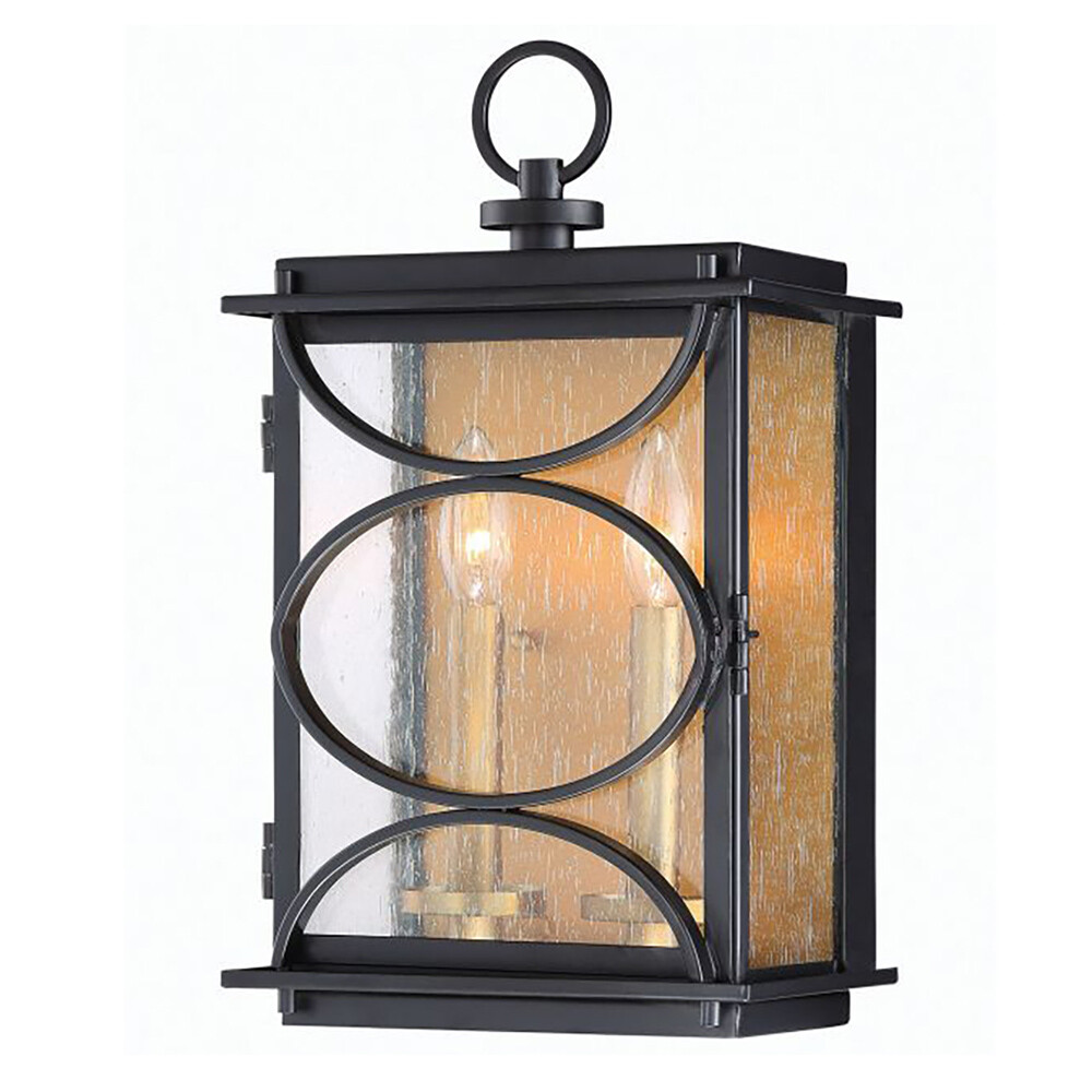 Hamilton Midnight-Patin Aged Brass 2 Lt Exterior Sconce w/Clear Seeded Glass (DISPLAY ONLY)