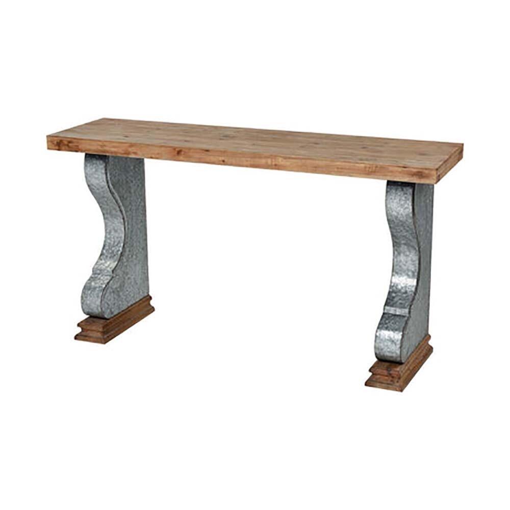 Coachella Wood Tone Galvanized Steel Console Table