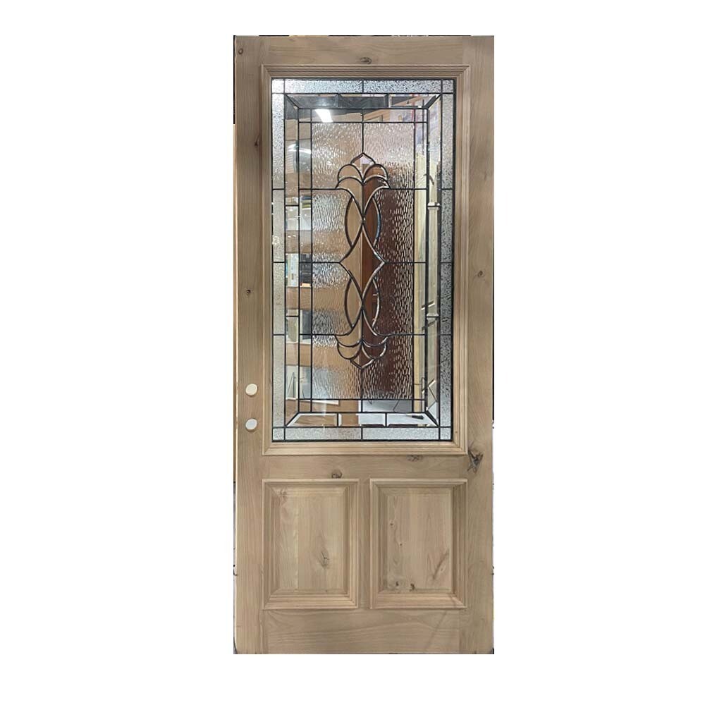 3-6x8-0 Knotty Alder Door w/Decorative Glass