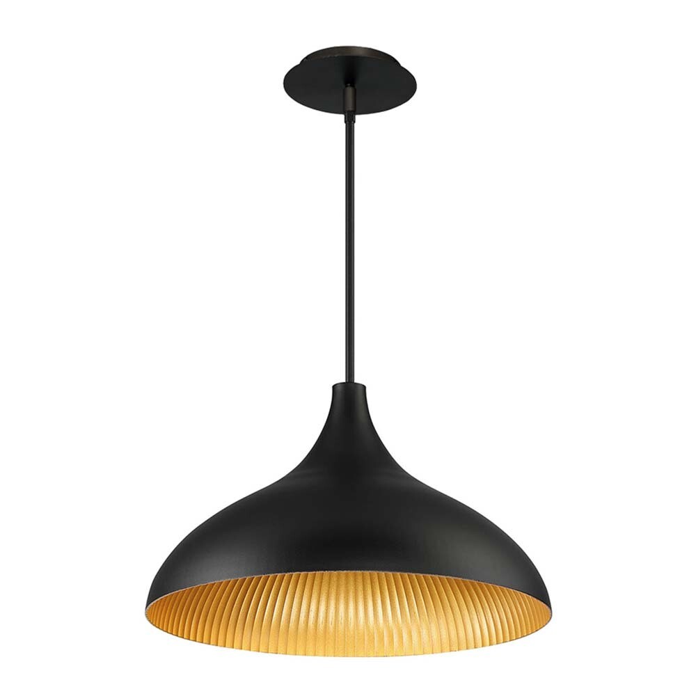 Copa LED Black / Gold Ribbed Exterior Pendant (DISPLAY ONLY)