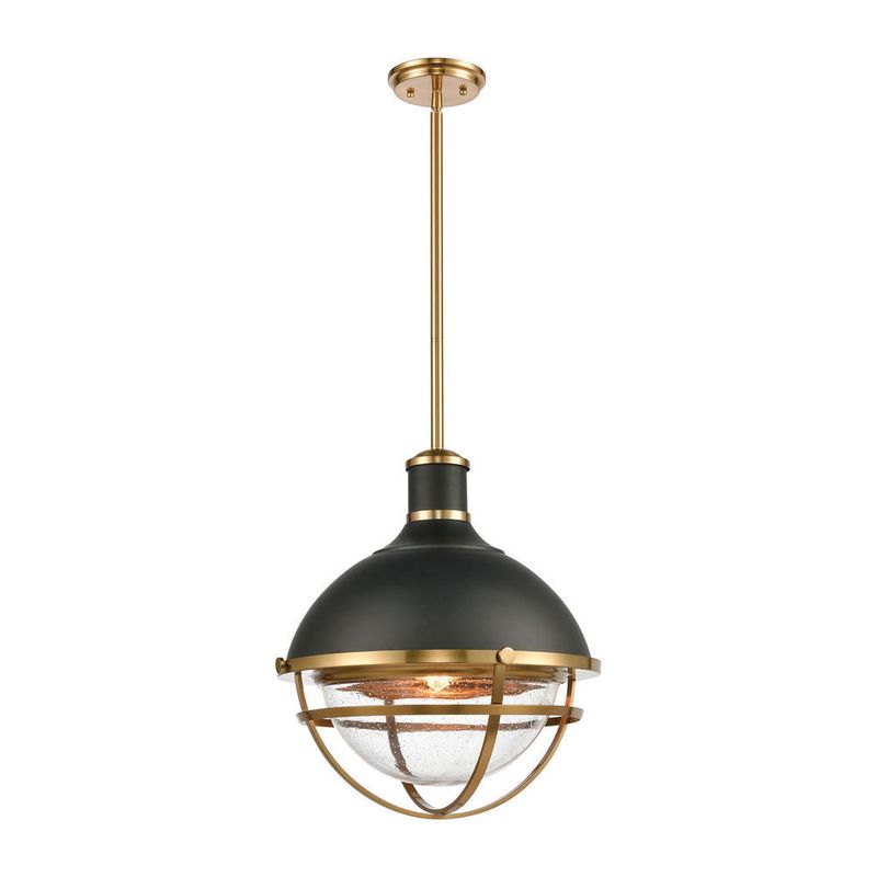 Jenna Matte Black/Satin Brass 1 Lt Pendant (DISPLAY ONLY) "ALL SALES FINAL"