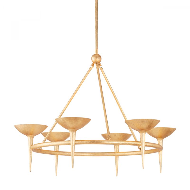 Cecilia Vintage Gold Leaf 6 Lt Chandelier (DISPLAY ONLY) Cecilia Vintage Gold Leaf 6 Lt Chandelier (DISPLAY ONLY) "ALL SALES FINAL"