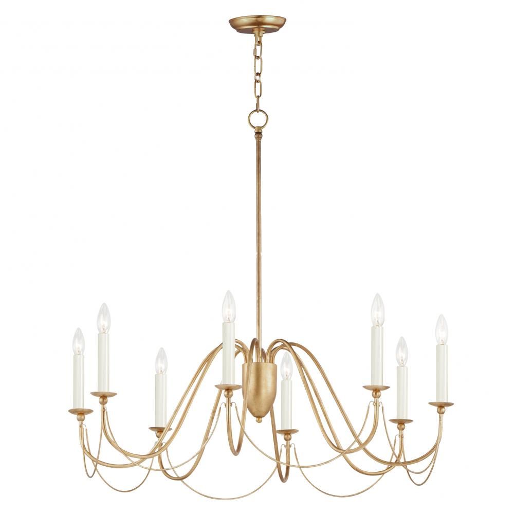 Plumette Gold Leaf 8 Lt Chandelier (DISPLAY ONLY) "ALL SALES FINAL"