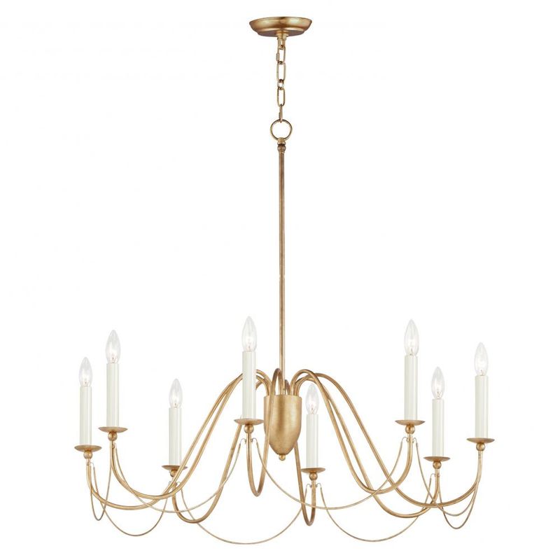 Plumette Gold Leaf 8 Lt Chandelier (DISPLAY ONLY) Plumette Gold Leaf 8 Lt Chandelier (DISPLAY ONLY) "ALL SALES FINAL"