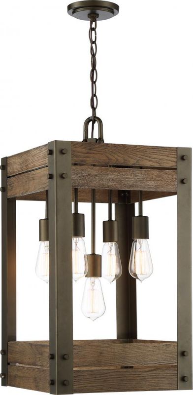 Winchester Bronze/Aged Wood 5 Lt Pendant (DISPLAY ONLY) "ALL SALES FINAL"