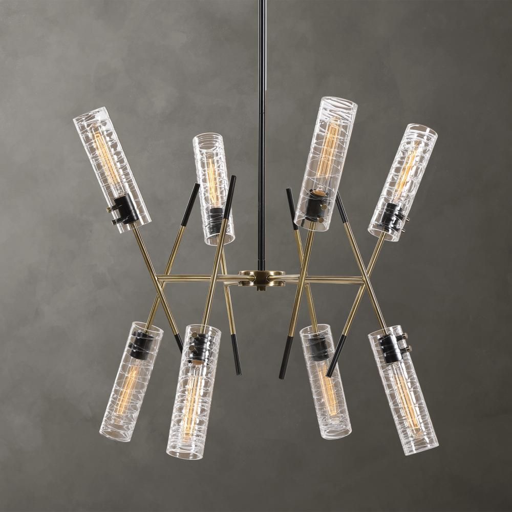 Telesto Textured Black/Antique Brass 8 Lt Pendant (DISPLAY ONLY) "ALL SALES FINAL"