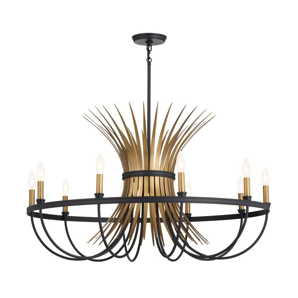Baile Natural Brass/Black 10 Lt Chandelier (DISPLAY ONLY) "ALL SALES FINAL"
