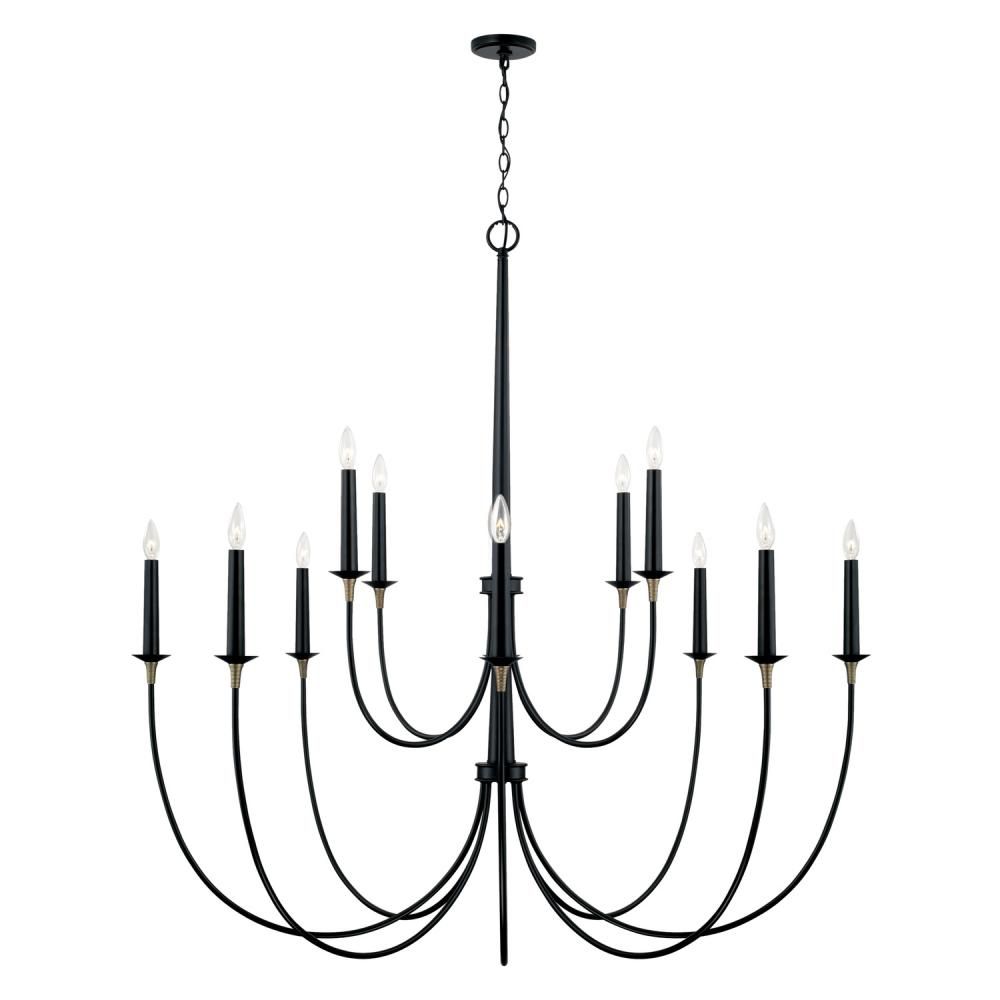 Amara Matte Black w/Brass 12 Lt Chandelier (DISPLAY ONLY) "ALL SALES FINAL"