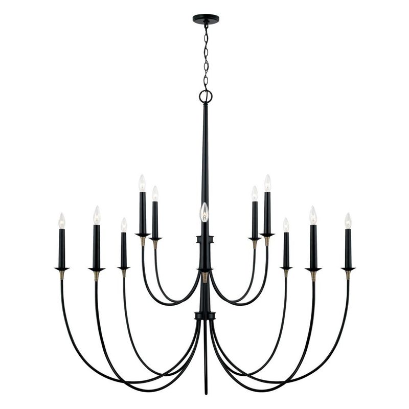 Amara Matte Black w/Brass 12 Lt Chandelier (DISPLAY ONLY) Amara Matte Black w/Brass 12 Lt Chandelier (DISPLAY ONLY) "ALL SALES FINAL"