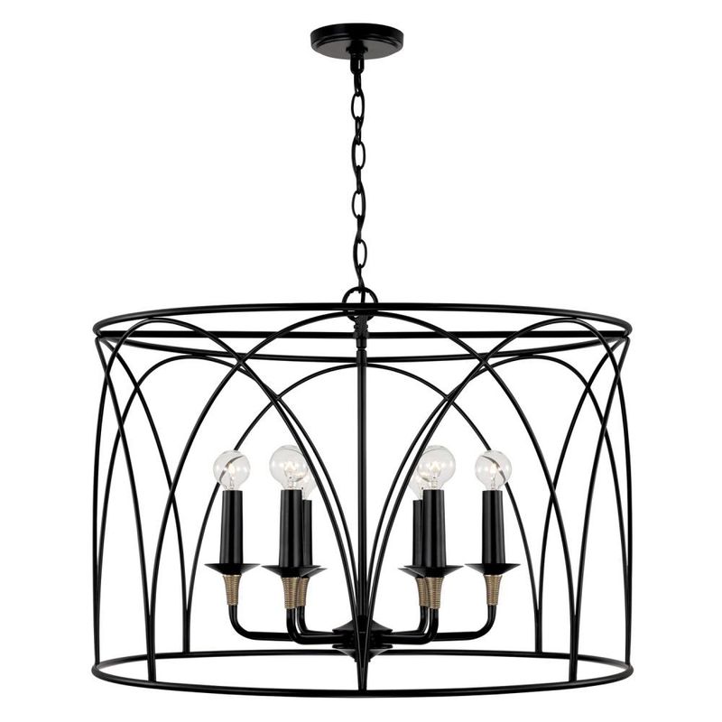 Amara Matte Black w/Brass 6 Lt Pendant (DISPLAY ONLY) Amara Matte Black w/Brass 6 Lt Pendant (DISPLAY ONLY) "ALL SALES FINAL"