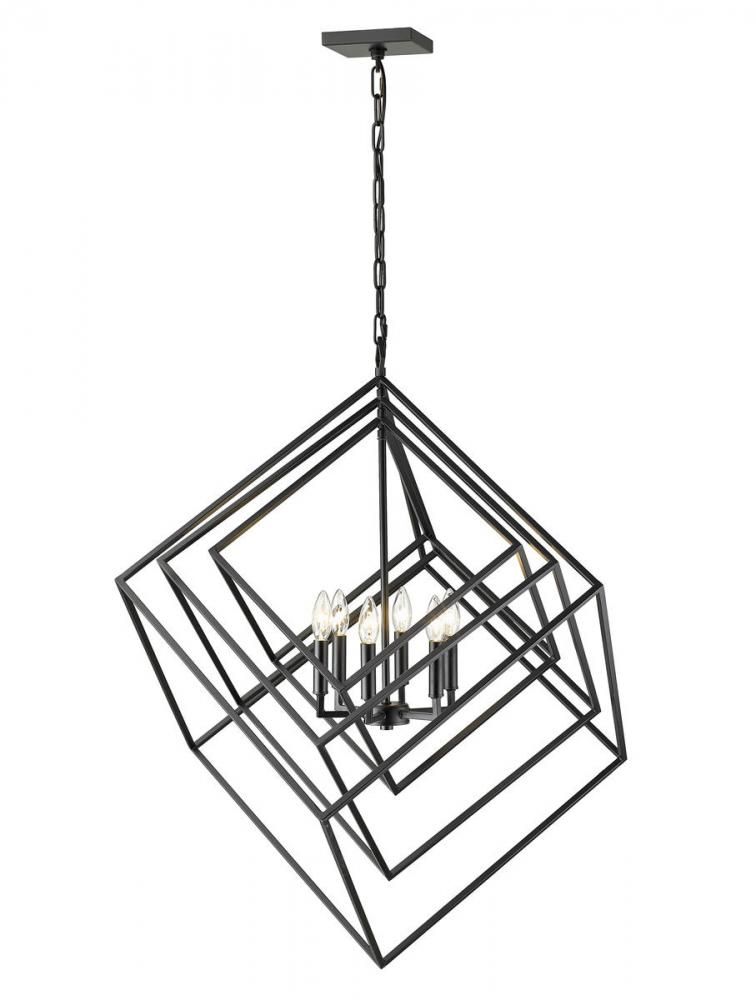 Euclid Matte Black 6 Lt Chandelier (DISPLAY ONLY) "ALL SALES FINAL"