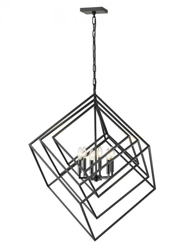 Euclid Matte Black 6 Lt Chandelier (DISPLAY ONLY) Euclid Matte Black 6 Lt Chandelier (DISPLAY ONLY) "ALL SALES FINAL"