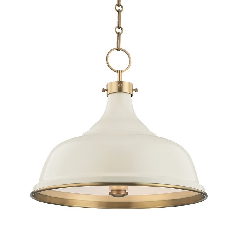 Panted No 1 Aged Brass/White 3 Lt Pendant (DISPLAY ONLY) Panted No 1 Aged Brass/White 3 Lt Pendant (DISPLAY ONLY) "ALL SALES FINAL"