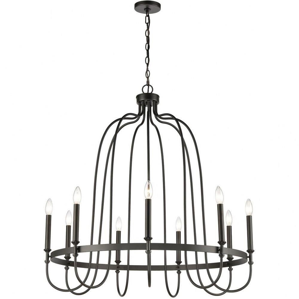 Wickshire Matte Black 9 Lt Chandelier (DISPLAY ONLY) "ALL SALES FINAL"