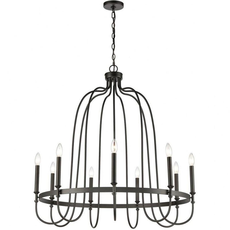 Wickshire Matte Black 9 Lt Chandelier (DISPLAY ONLY) Wickshire Matte Black 9 Lt Chandelier (DISPLAY ONLY) "ALL SALES FINAL"