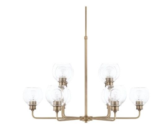 Mid Centry Aged Brass 10 Lt Chandelier (DISPLAY ONLY)