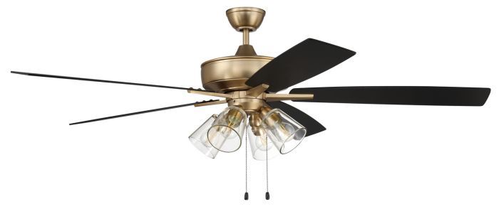 60" Super Pro Satin Brass Ceiling Fan w/Blades & Light Kit